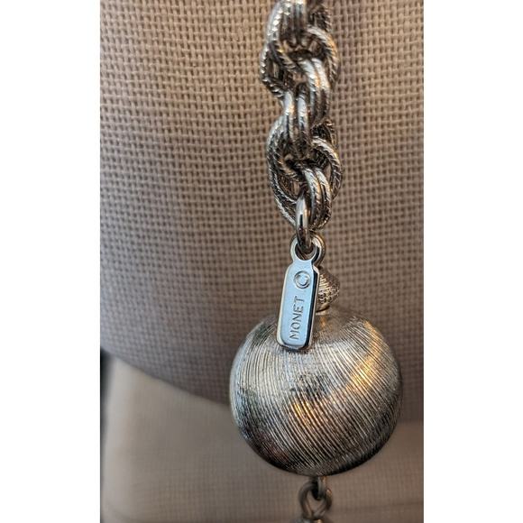 Rare Find! Monet 1961 Signed Monet Book Piece Rhodium Plated Lariat Necklace - Picture 2 of 6